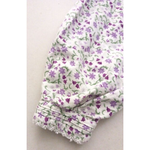 Eileen West Cotton Flannel Nightgown Purple Small Floral Print Lace Trim Sz M - Picture 5 of 8